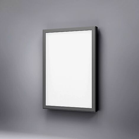 Werbevitrine CITY-LIGHT zur Wandbefestigung, einseitig, Alu in RAL 7012 basaltgrau