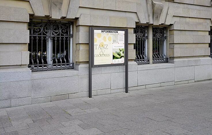 Schaukasten IKARIA zum Einbetonieren, für 15 x DIN A4, in DB 703 eisenglimmer