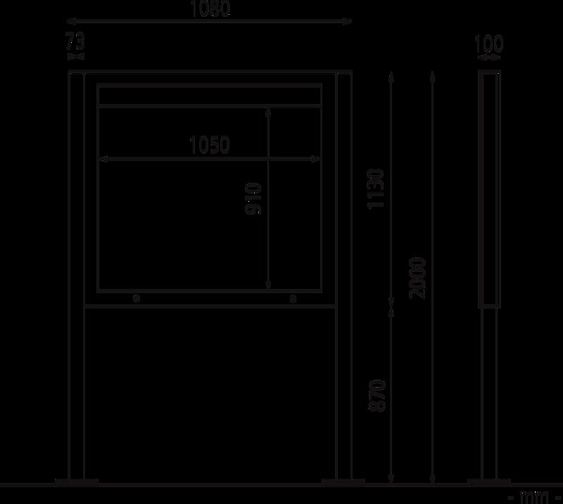 Schaukasten IKARIA eloxiert, 15 x DIN A4, zum Aufdübeln