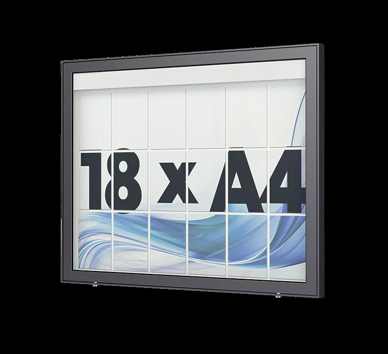 Schaukasten LIMOGES zur Wandbefestigung, für 18 x DIN A4, in DB 703 eisenglimmer