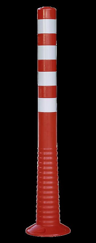 Leitpfosten AGIL in rot mit weißen Reflexstreifen, Höhe 1000 mm