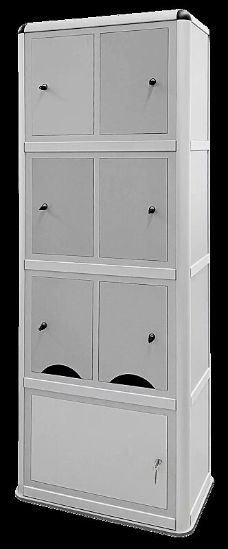 E-Bike-Ladestellenschrank AMARO mit 6 kleinen Ladefächern, mit Münzpfandschloss