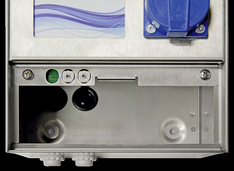 Detail: Knöpfe zum Einstellen des Zeitbereiches, diese befinden sich hinter der Münzauffangschale