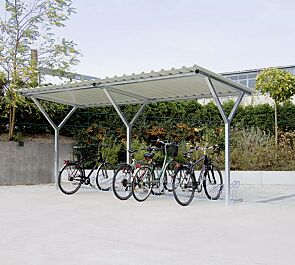 Fahrradüberdachung Z08, Dachbreite x Dachtiefe 4800 mm x 2400 mm, Fahrradständer UNIVERSAL, Stahlkonstruktion feuerverzinkt<br /> <br /> Fahrradüberdachung Z08 Dachbreite x Dachtiefe 4800 mm x 2400 mm, Stahlkonstruktion feuerverzinkt, Dacheindeckung Trapezblech