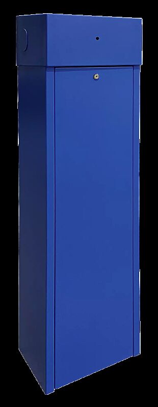 Bediensäule für Fahrradgaragen, Stahlteile in RAL 5015 himmelblau