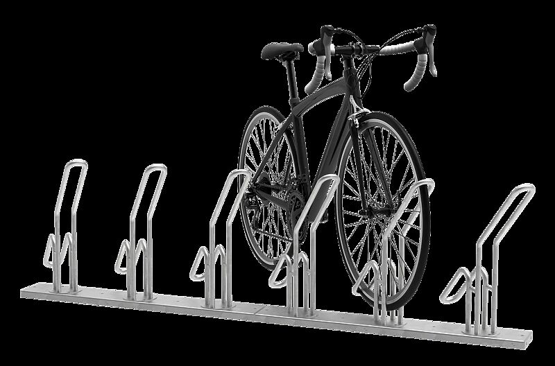 Fahrradständer HERVEY einseitig 45° rechts, tief, zum Aufdübeln, 6 Stellplätze