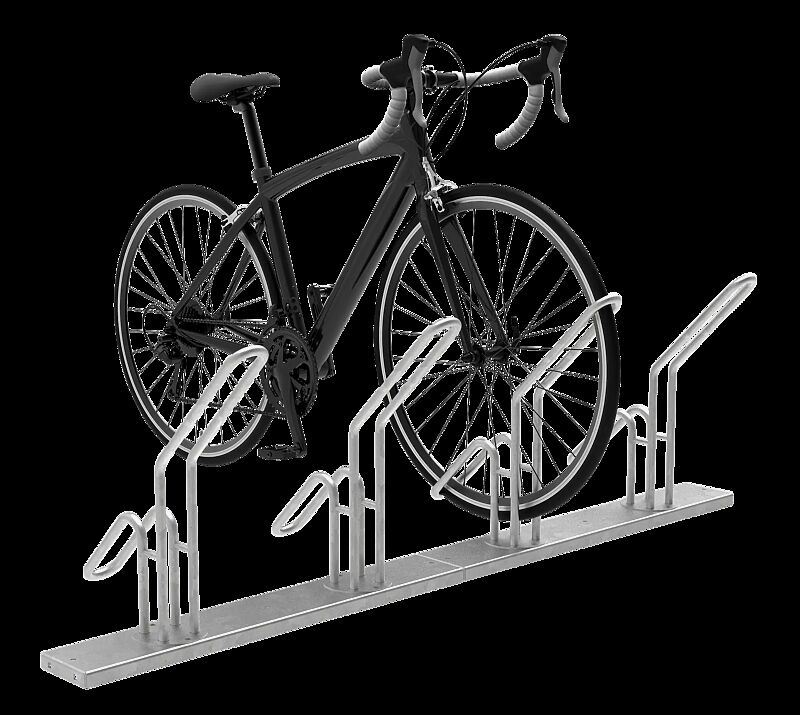 Fahrradständer HERVEY einseitig 90°, tief, zum Aufdübeln, 4 Stellplätze