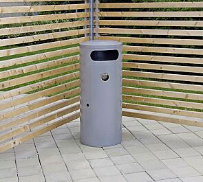 Abfallbehälter AMOS mit Ascher, 70 Liter, in silber