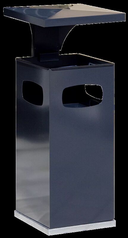 Abfallbehälter CASTLE mit Ascher, 38 Liter, in RAL 7021 schwarzgrau