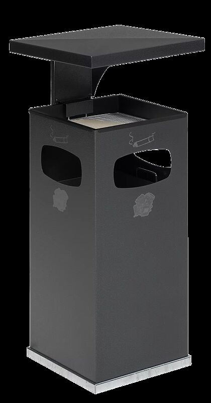 Abfallbehälter CASTLE mit Ascher, 38 Liter, in antik-silber