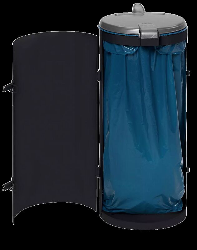 Abfallbehälter BURNLEY, in RAL 7021 schwarzgrau, Tür geöffnet