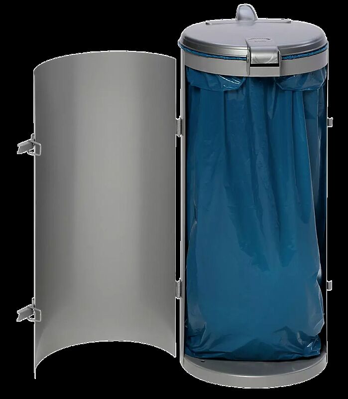 Abfallbehälter BURNLEY, in silber, Tür geöffnet