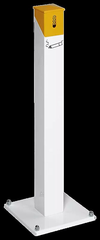 Standascher RIO, quadratisch, Korpus in RAL 9016 verkehrsweiß, Kopfteil in RAL 1023 verkehrsgelb