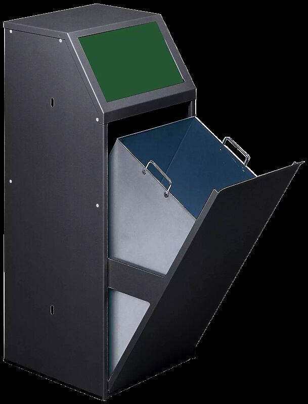 Wertstoffsammler MANCHESTER, 70 Liter, ohne Laufrollen, Einwurfklappe in RAL 6001 smaragdgrün