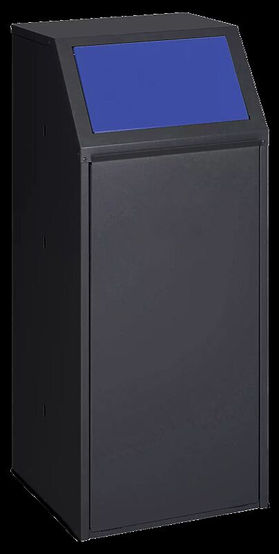 Wertstoffsammler MANCHESTER, 70 Liter, mit Laufrollen, Einwurfklappe in RAL 5010 enzianblau