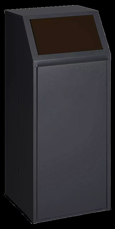 Wertstoffsammler MANCHESTER, 70 Liter, mit Laufrollen, Einwurfklappe in RAL 8014 sepiabraun