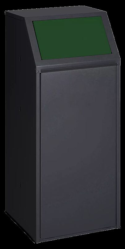 Wertstoffsammler MANCHESTER, 70 Liter, mit Laufrollen, Einwurfklappe in RAL 6001 smaragdgrün