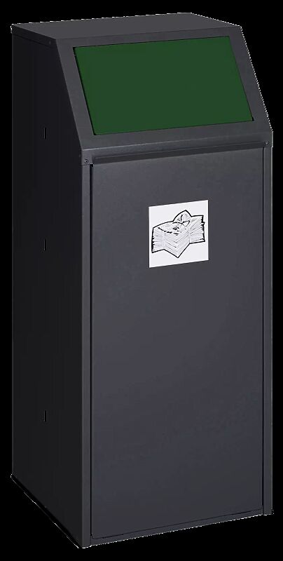 Wertstoffsammler MANCHESTER, 70 Liter, mit Laufrollen, mit Piktogramm Glas, Einwurfklappe in RAL 6001 smaragdgrün