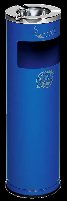 Abfallbehälter BONN mit Ascher, RAL 5010 enzianblau