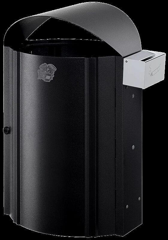 Abfallbehälter CALEDON, zur Wandbefestigung, 50 Liter, mit Ascher, in antik-silber