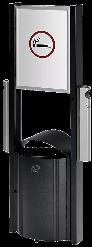 Abfallbehälter CALEDON aus Stahl, mit Werbefläche und 2 Aschern (je 3,5 Liter)