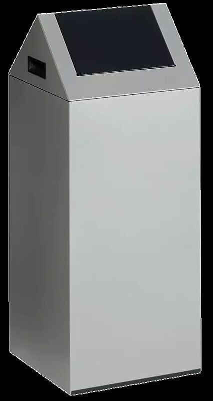 Wertstoffsammler CLEVELAND, 60 Liter, Korpus in silber, mit Schwingdeckel, Einwurfklappe in RAL 7021 schwarzgrau