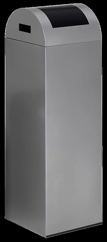 Wertstoffsammler CLEVELAND, 89 Liter, Korpus in silber, mit Federeinwurfklappe, Einwurfklappe in RAL 7021 schwarzgrau