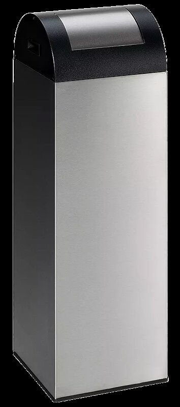Wertstoffsammler CLEVELAND, 89 Liter, Korpus Edelstahl, Oberteil in antik-silber, mit Federeinwurfklappe, Einwurfklappe Edelstahl