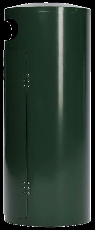 Abfallbehälter AMOS mit Ascher, 70 Liter, in RAL 6005 moosgrün