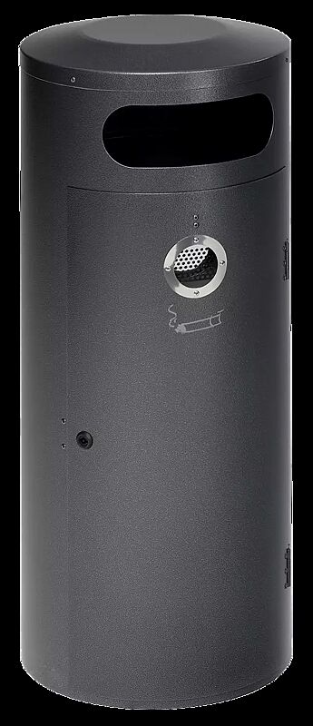 Abfallbehälter AMOS mit Ascher, 70 Liter, in antik-silber