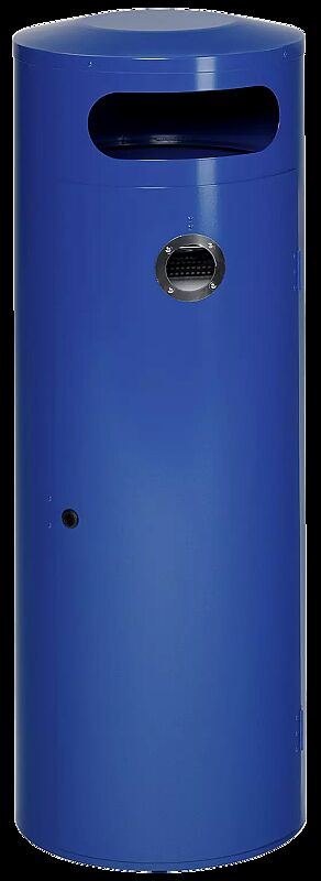 Abfallbehälter AMOS mit Ascher, 90 Liter, in RAL 5010 enzianblau