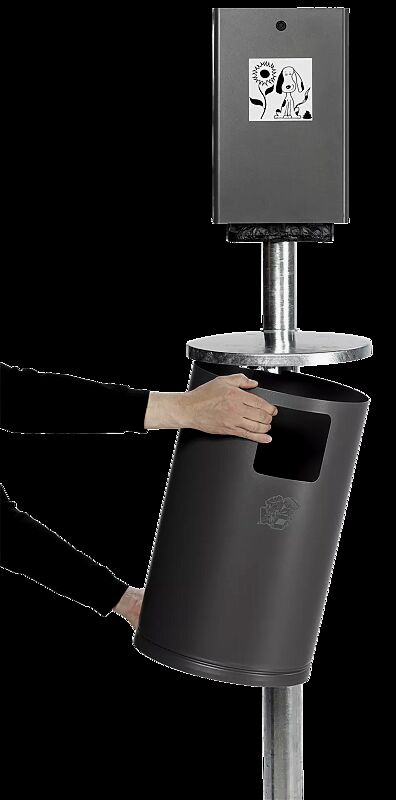 Hundetoilette MANETO mit Hundekotbeutelspender und Hundekotbeutel (Zubehör), zum Einbetonieren, in eisenglimmer ähnlich DB 703