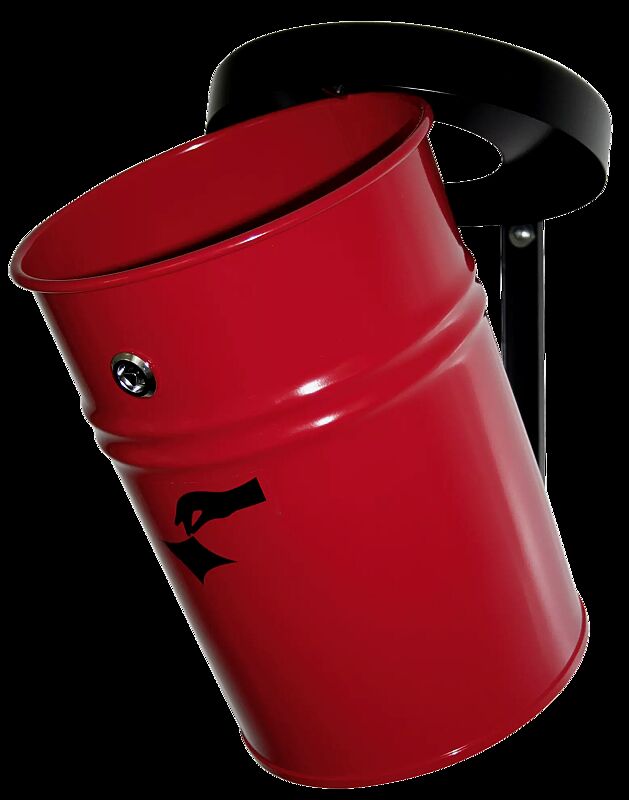 Abfallbehälter FIRE EX, zur Wandbefestigung, in verkehrsrot ähnlich RAL 3020