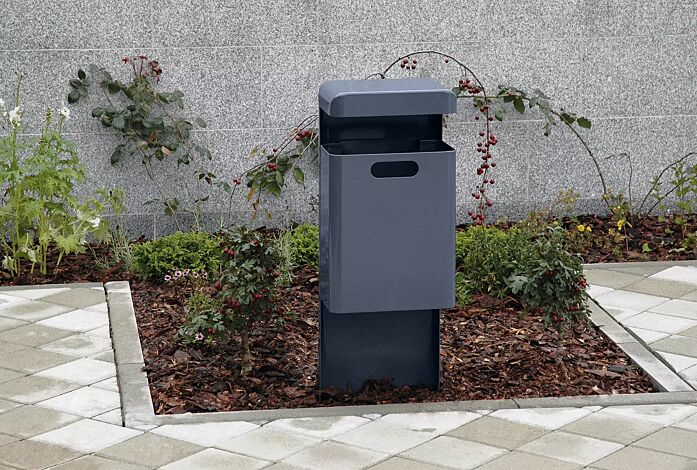 Abfallbehälter HALIFAX, 29 Liter, ohne Ascher, zum Einbetonieren, in RAL 7024 graphitgrau