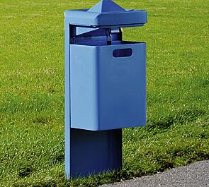 Abfallbehälter OXFORD mit Ascher, zum Einbetonieren, in RAL 5005 signalblau