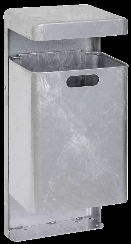 Abfallbehälter HALIFAX, 43 Liter, mit Ascher, zum Aufdübeln, feuerverzinkt