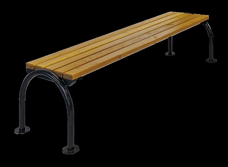 Seniorenbank SAN REMO NEW ohne Rückenlehne, mit Fichtenholzbelattung, Stahlteile in RAL 9011 graphitschwarz