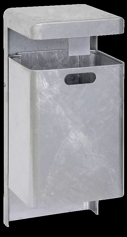 Abfallbehälter HALIFAX, 43 Liter, mit Hausmüllstop, ohne Ascher, zum Einbetonieren, feuerverzinkt