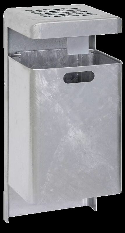 Abfallbehälter HALIFAX, 43 Liter, mit Hausmüllstop und Ascher, zum Einbetonieren, feuerverzinkt