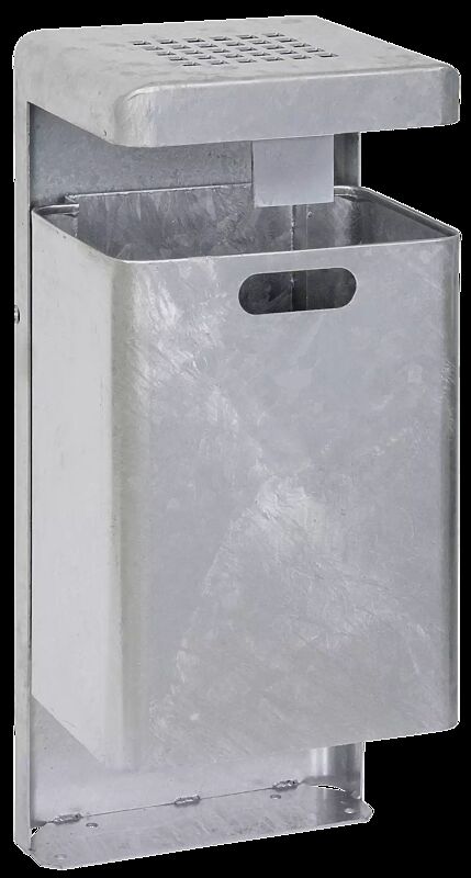 Abfallbehälter HALIFAX, 43 Liter, mit Hausmüllstop und Ascher, zum Aufdübeln, feuerverzinkt