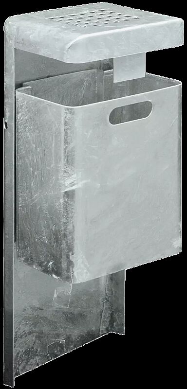 Abfallbehälter HALIFAX, 29 Liter, mit Hausmüllstop und Ascher, zum Einbetonieren, feuerverzinkt