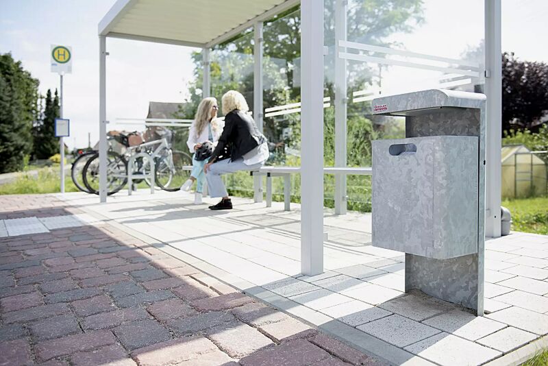 Abfallbehälter HALIFAX, 29 Liter, mit Ascher, zum Einbetonieren, feuerverzinkt