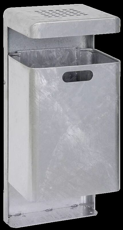 Abfallbehälter HALIFAX, 43 Liter, mit Ascher, zum Aufdübeln, feuerverzinkt
