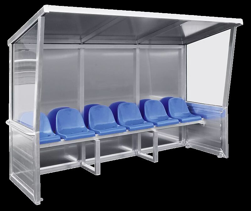 Spielerkabine CALCIO, 6 Sitze in blau