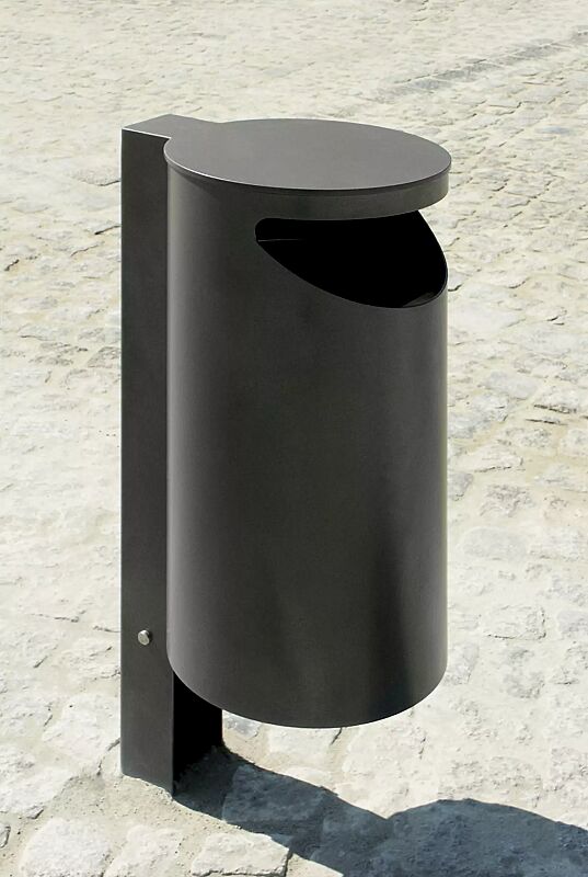 Abfallbehälter BURLINGTON aus Edelstahl, pulverbeschichtet in DB 703 eisenglimmer, ohne Ascher
