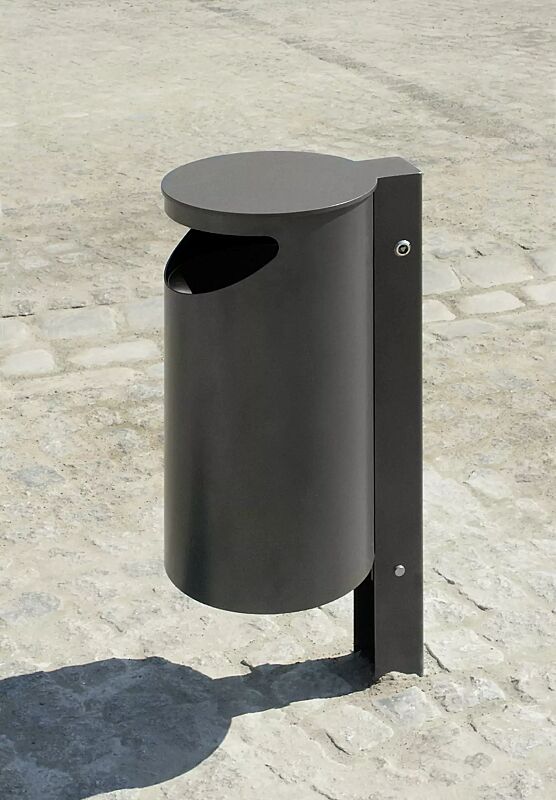 Abfallbehälter BURLINGTON aus Edelstahl, pulverbeschichtet in DB 703 eisenglimmer, ohne Ascher