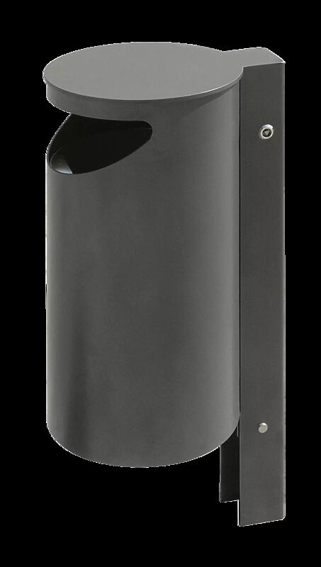 Abfallbehälter BURLINGTON aus Edelstahl, pulverbeschichtet in DB 703 eisenglimmer, ohne Ascher