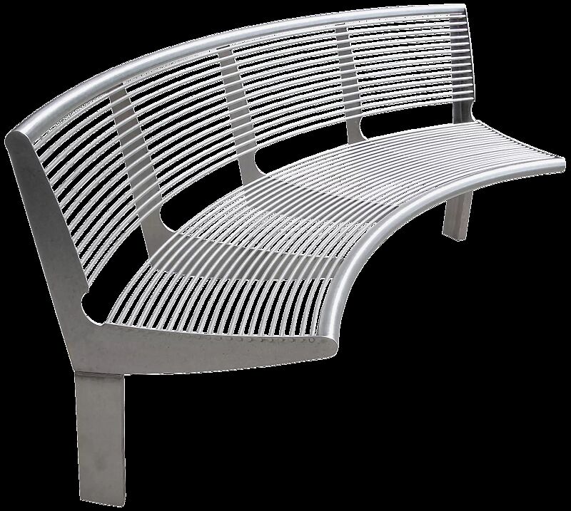 Sitzbank CARPI mit Rückenlehne, gebogen, Bankform Innenradius