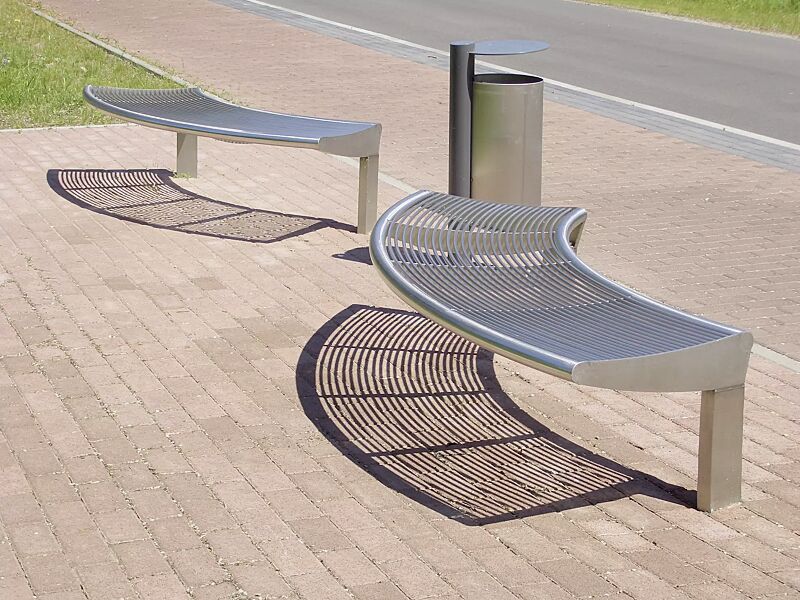 Sitzbank CARPI ohne Rückenlehne, gebogen, Bankform Außenradius