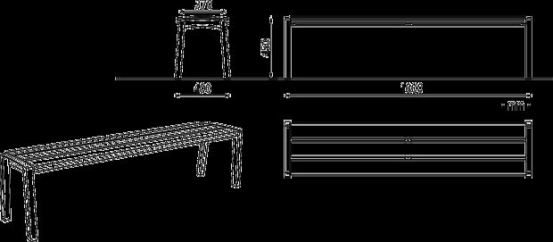 Sitzbank VERA o. R., Holz, 1800 mm